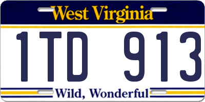 WV license plate 1TD913