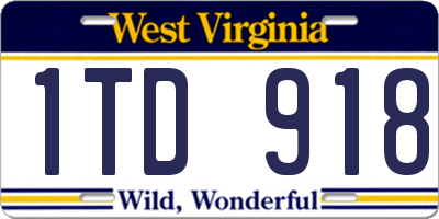 WV license plate 1TD918