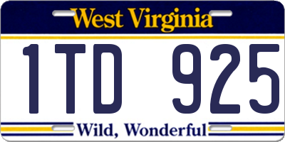 WV license plate 1TD925