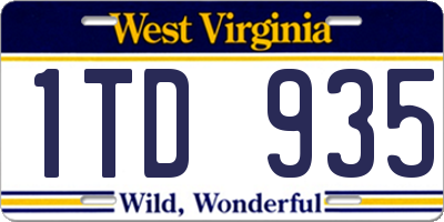 WV license plate 1TD935