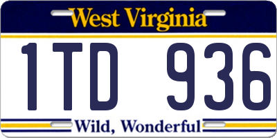 WV license plate 1TD936