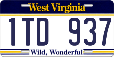 WV license plate 1TD937