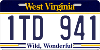 WV license plate 1TD941
