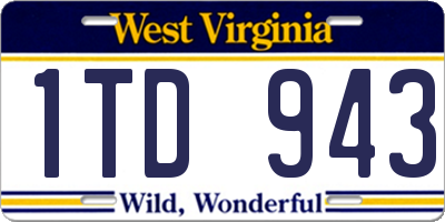 WV license plate 1TD943