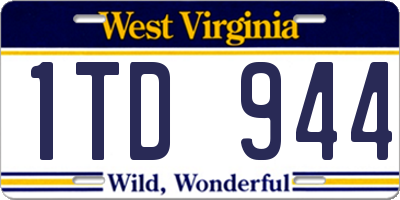WV license plate 1TD944