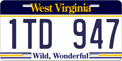 WV license plate 1TD947