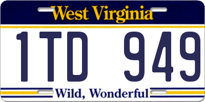 WV license plate 1TD949
