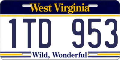 WV license plate 1TD953