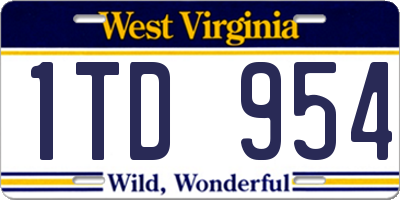 WV license plate 1TD954