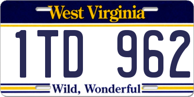 WV license plate 1TD962