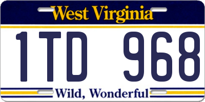 WV license plate 1TD968