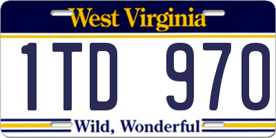WV license plate 1TD970