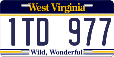 WV license plate 1TD977