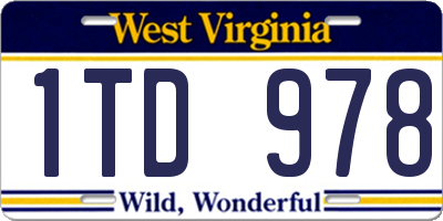 WV license plate 1TD978