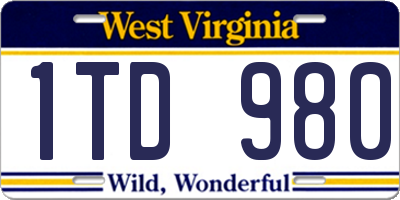 WV license plate 1TD980