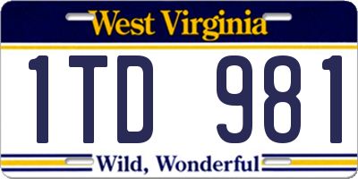 WV license plate 1TD981