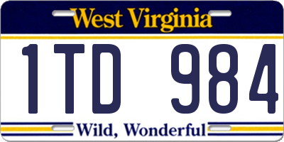 WV license plate 1TD984