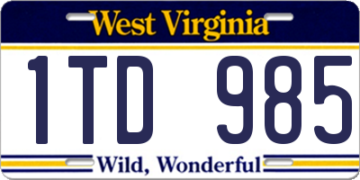 WV license plate 1TD985