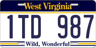 WV license plate 1TD987