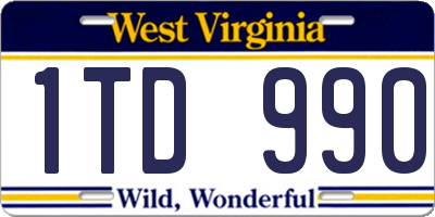 WV license plate 1TD990