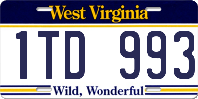 WV license plate 1TD993
