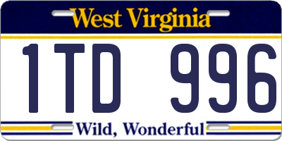 WV license plate 1TD996
