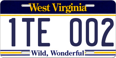 WV license plate 1TE002
