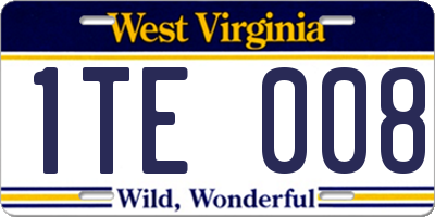 WV license plate 1TE008