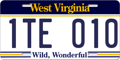WV license plate 1TE010