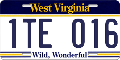WV license plate 1TE016