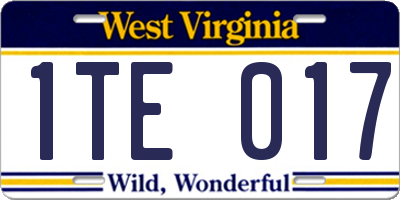 WV license plate 1TE017