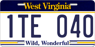 WV license plate 1TE040
