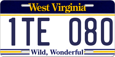 WV license plate 1TE080