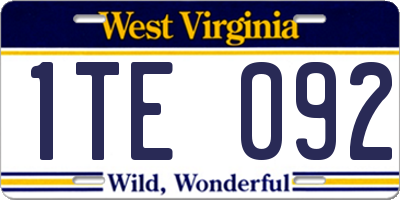 WV license plate 1TE092