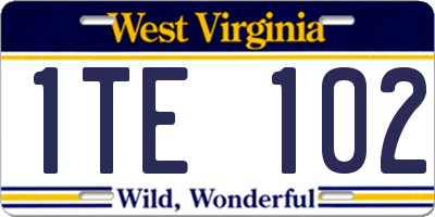 WV license plate 1TE102