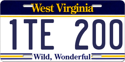 WV license plate 1TE200