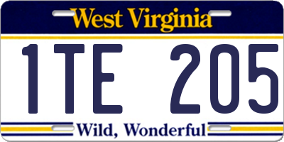 WV license plate 1TE205