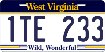 WV license plate 1TE233