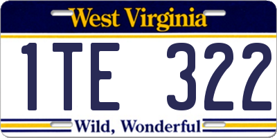 WV license plate 1TE322