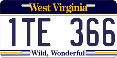 WV license plate 1TE366