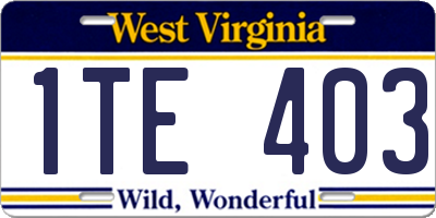 WV license plate 1TE403