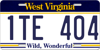 WV license plate 1TE404