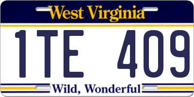 WV license plate 1TE409