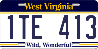 WV license plate 1TE413