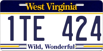WV license plate 1TE424