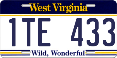WV license plate 1TE433
