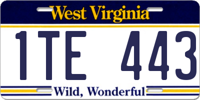 WV license plate 1TE443