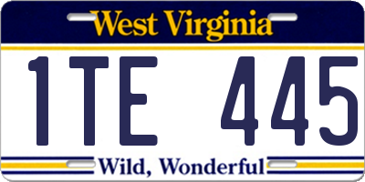 WV license plate 1TE445