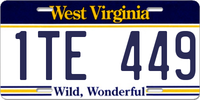 WV license plate 1TE449