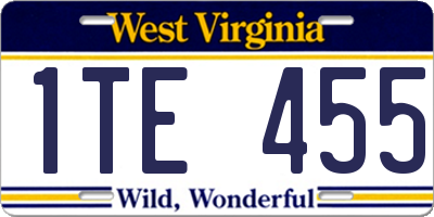 WV license plate 1TE455